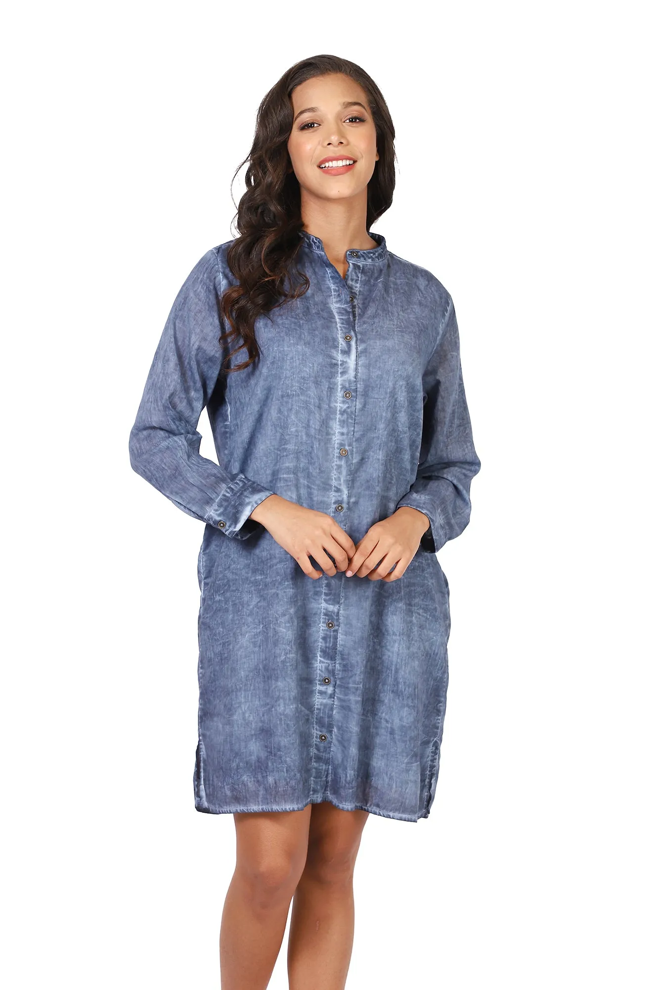 Navy Denim Voile Dress