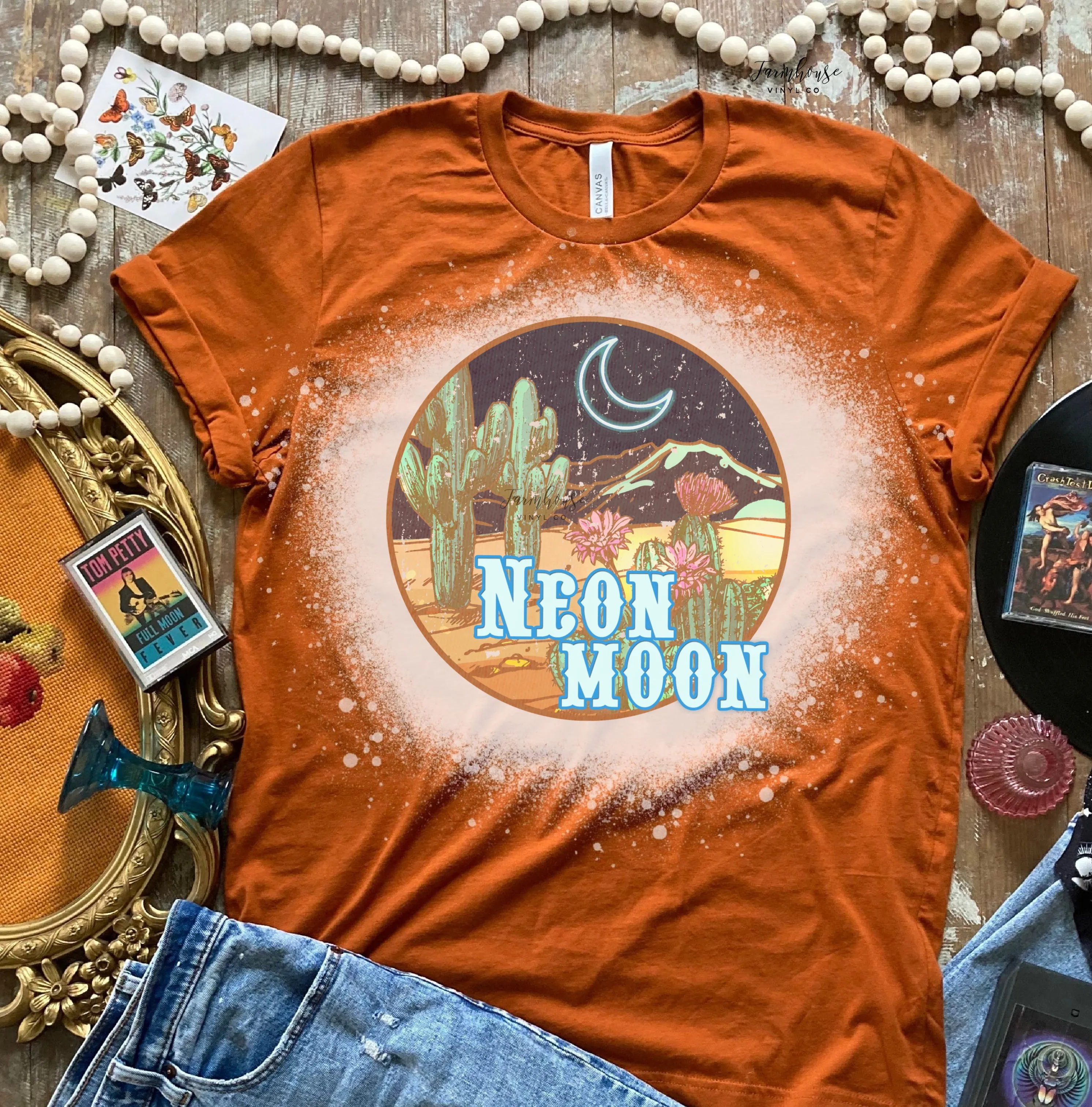 Neon Moon Country Music Bleached Shirt