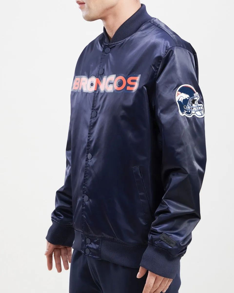 NFL DENVER BRONCOS TEAM BIG LOGO MEN'S SATIN JACKET (MIDNIGHT NAVY)