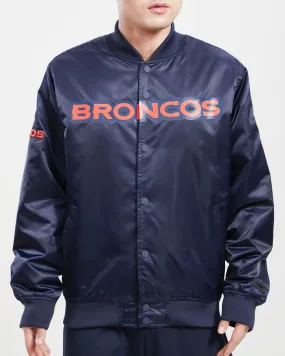 NFL DENVER BRONCOS TEAM BIG LOGO MEN'S SATIN JACKET (MIDNIGHT NAVY)