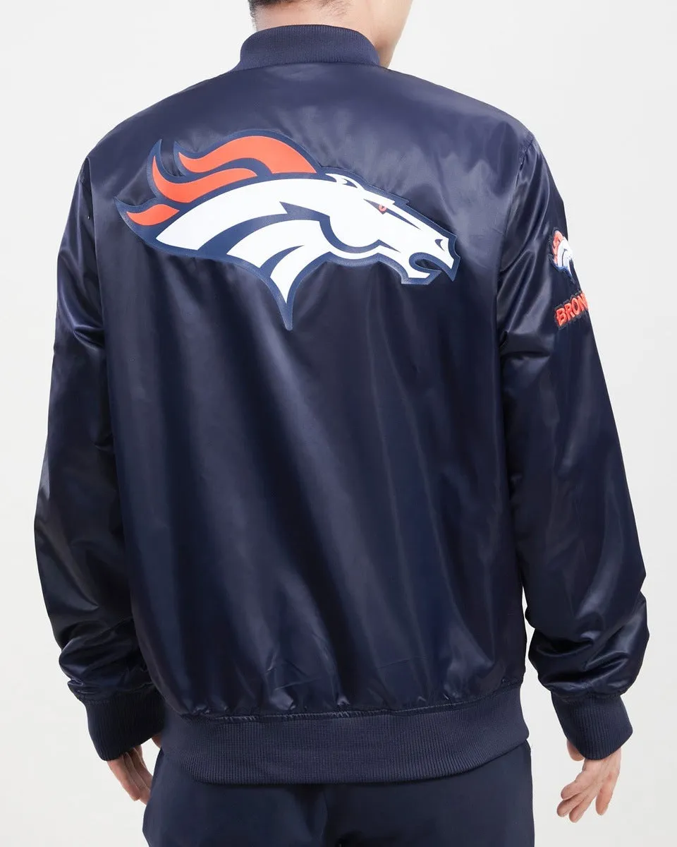 NFL DENVER BRONCOS TEAM BIG LOGO MEN'S SATIN JACKET (MIDNIGHT NAVY)