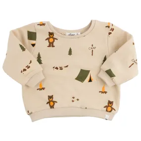 oh baby! Brooklyn Boxy Sweatshirt - Camping Print - Biscotti