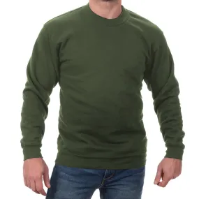 Olive Green Heavy Weight Worker-Wear Inspired Crewneck Sweatshirt - Made in USA