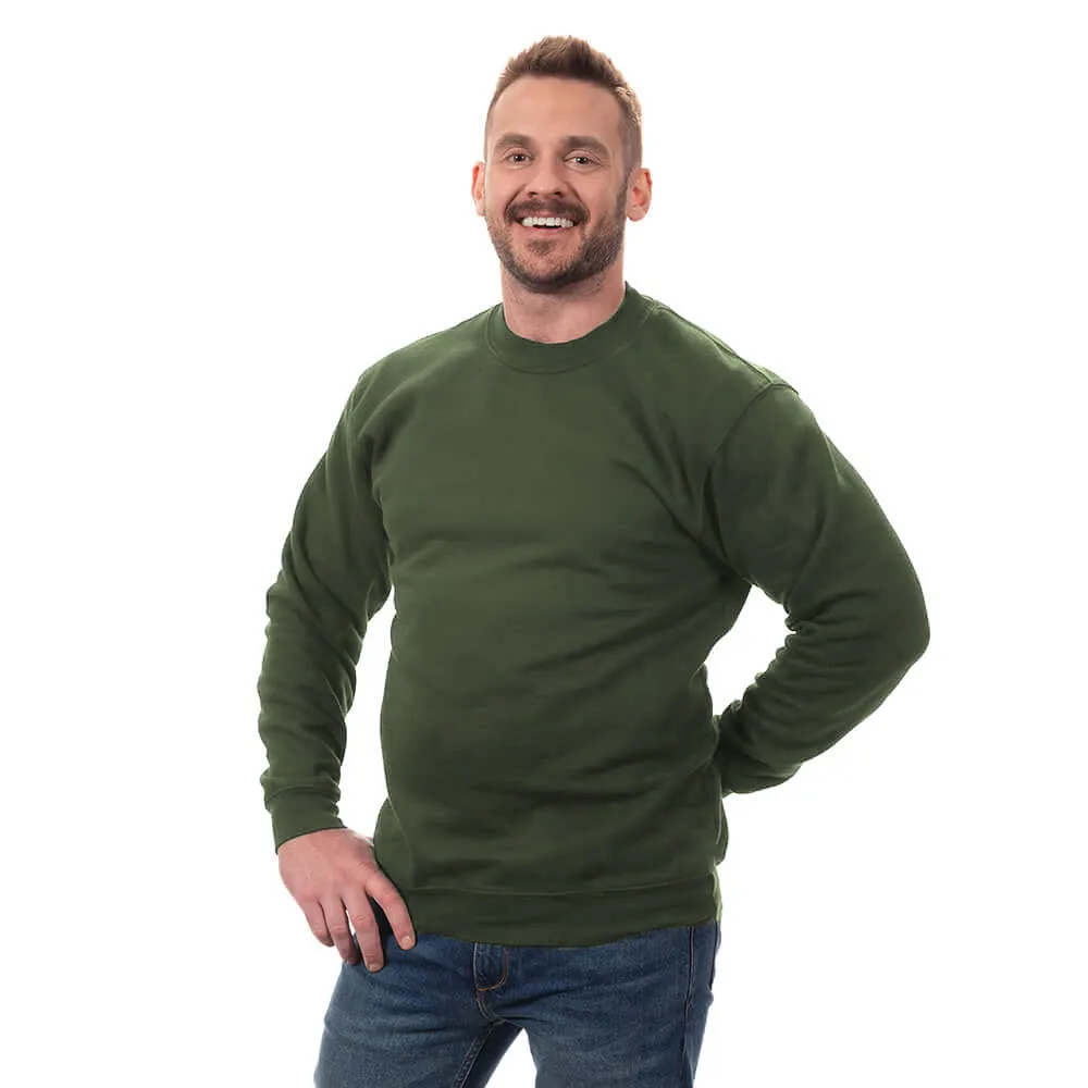 Olive Green Heavy Weight Worker-Wear Inspired Crewneck Sweatshirt - Made in USA