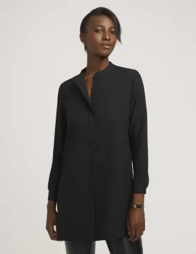 Petite Pop-Over Blouse With Covered Placket And Side Slits- Sale