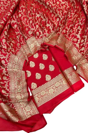 Red Banarasi Silk Suit Set - Elegant and Timeless