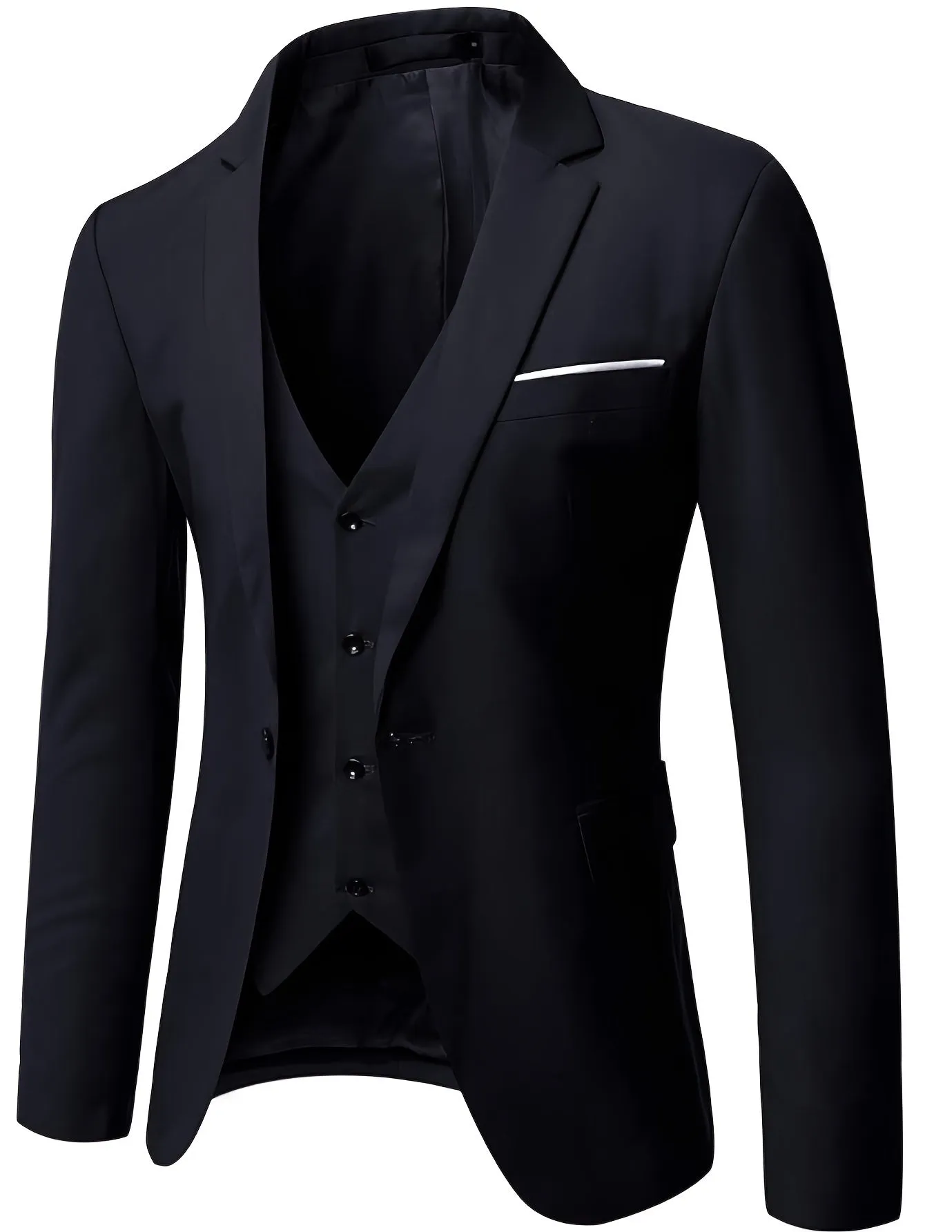 Riolio Mens Slim Fit Suit One Button 3-Piece Blazer Dress Business Wedding Party Jacket Vest & Pant