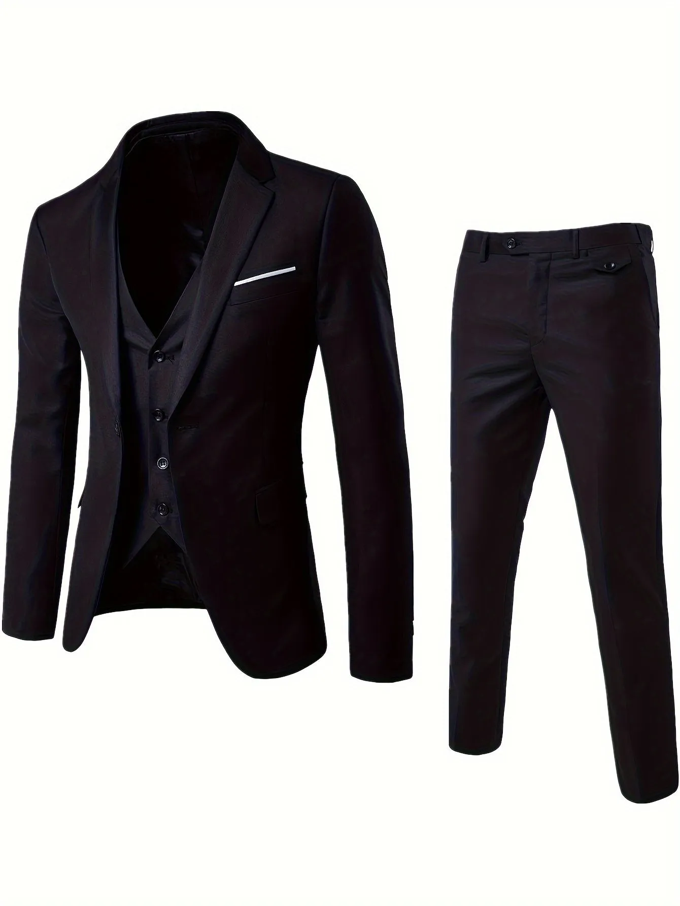 Riolio Mens Slim Fit Suit One Button 3-Piece Blazer Dress Business Wedding Party Jacket Vest & Pant