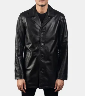 Sage Men's Black Leather Coat