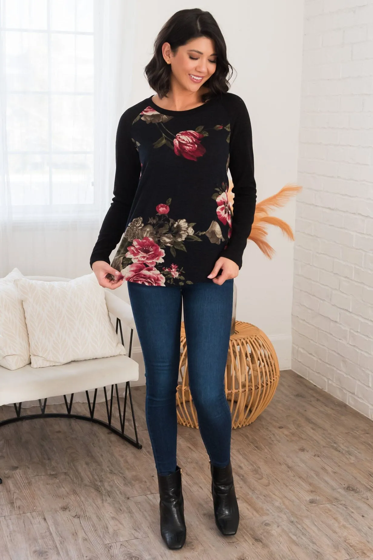 Simplistic Perfection Modest Floral Top