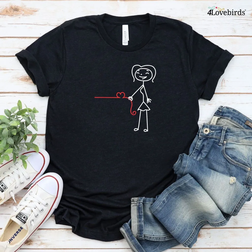 Stick Boy & Girl Heart Line Matching Outfits: Perfect Couple's Gift for Valentine's Day