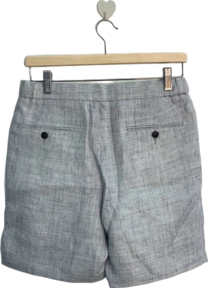 Suitsupply Light Grey Ames Pleat 100% Linen Shorts EU 44 UK W28