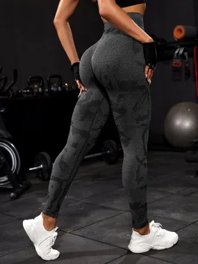 Tummy Control Camo Print Sports Leggings