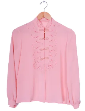 Vintage Polyester Pink Formal Blouse