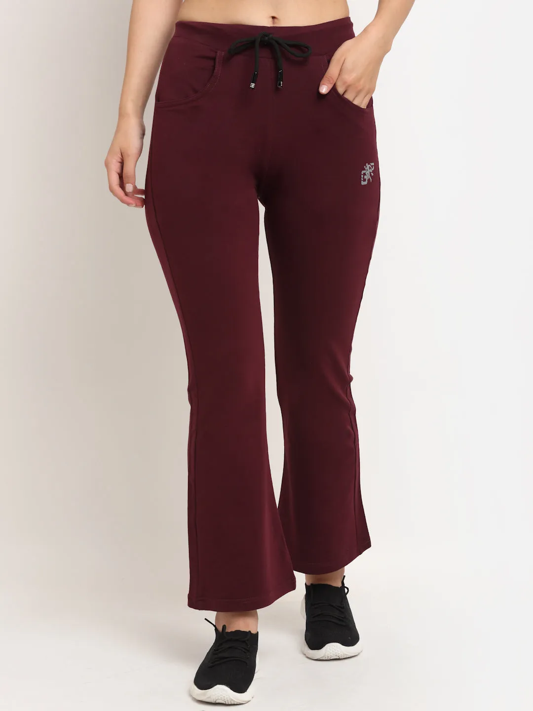 Women Maroon Solid Cotton Blend Lower