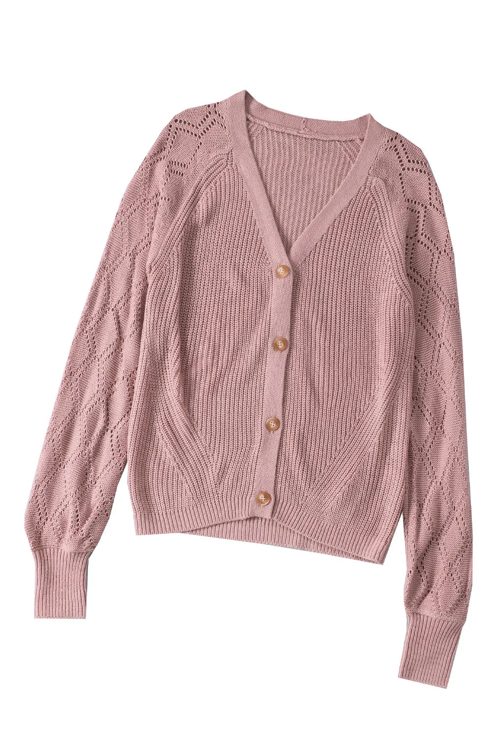 Women's Bishop Sleeve Button V Neck Sweater Cardigan