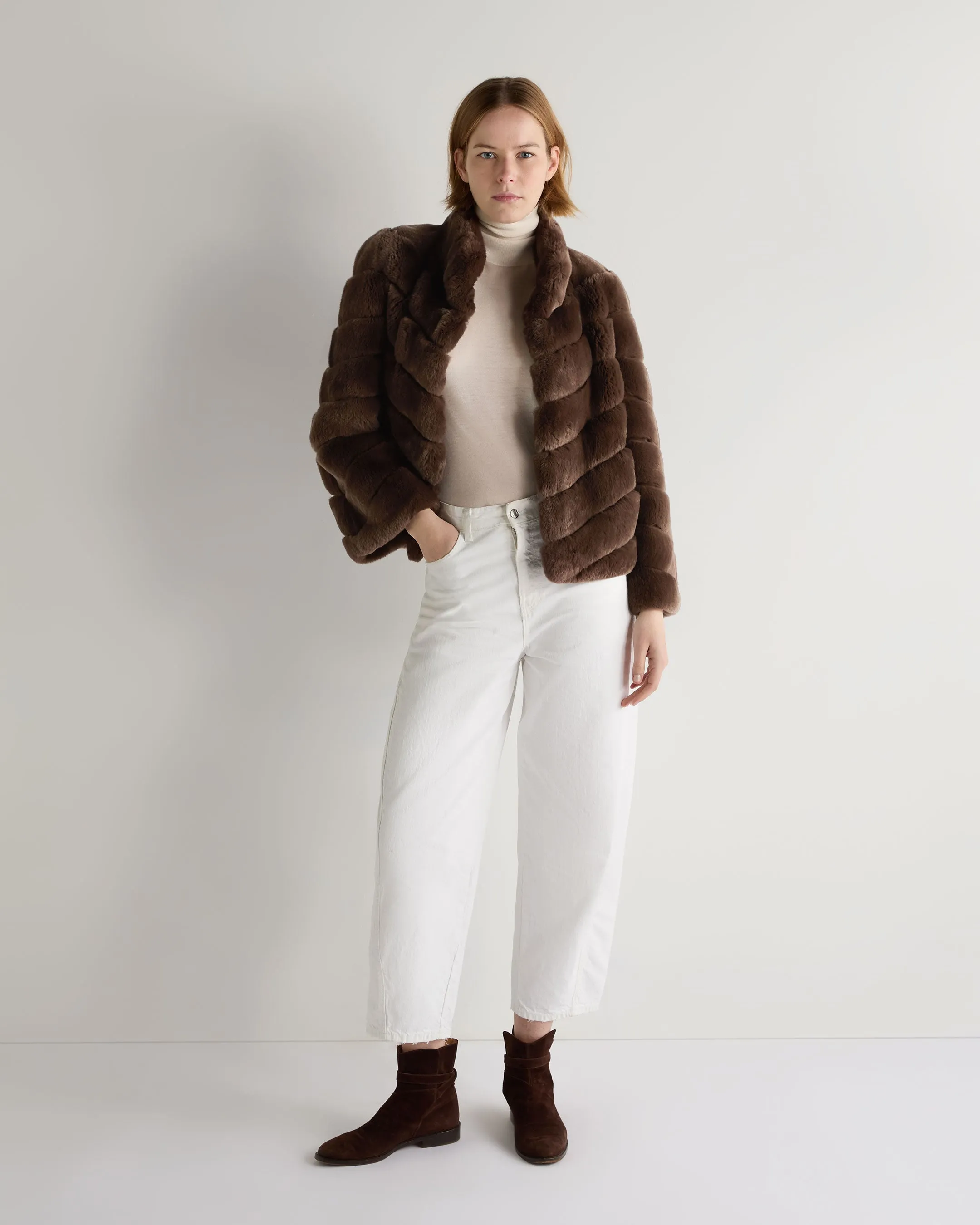 Women's Malina Fur Jacket Chocolate Brown