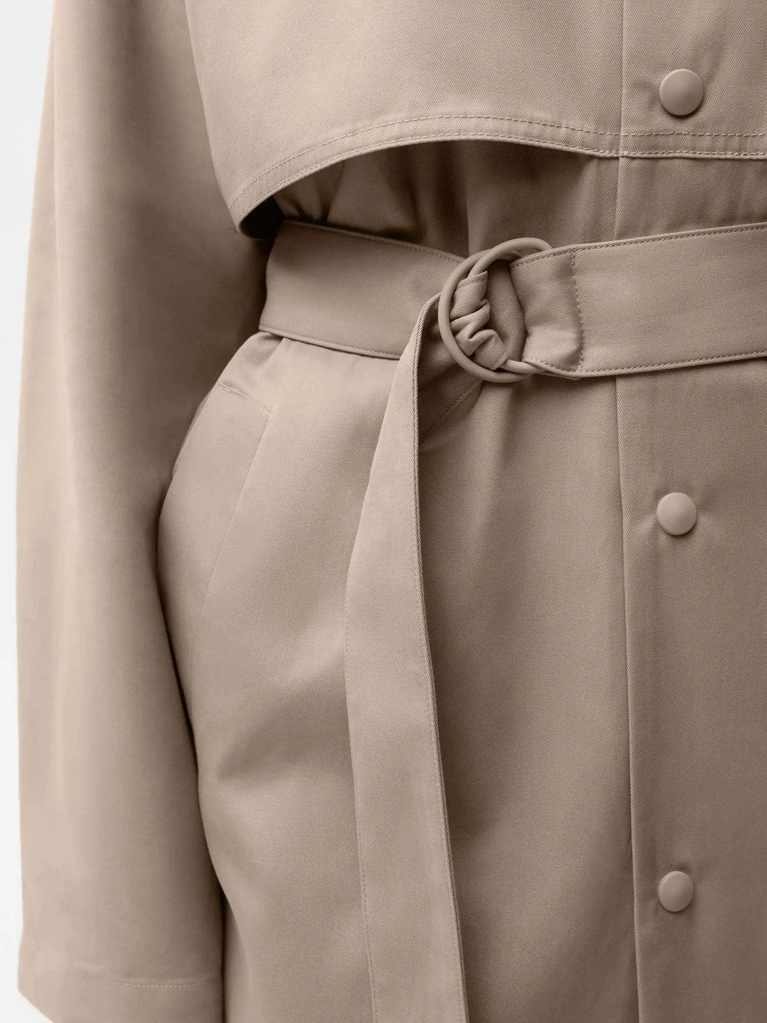 Womens Organic Cotton Trench Coat—taupe