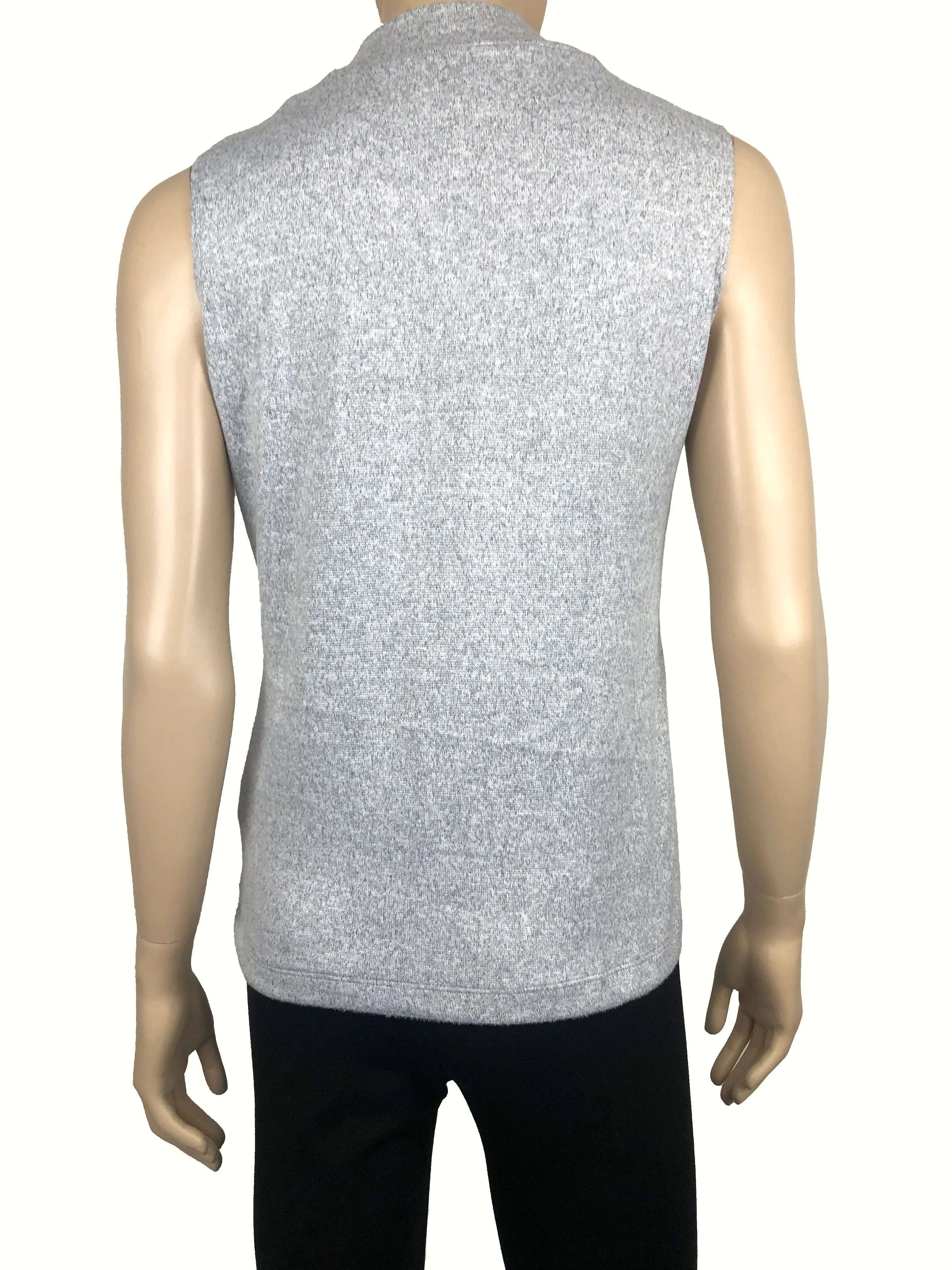 Women's Sleeveles Turtle Neck Silver Soft Knit Fabric - Made In Canada